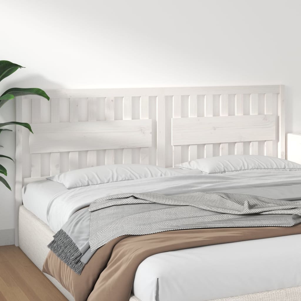 Bed Headboard White 205.5x4x100 cm Solid Wood Pine