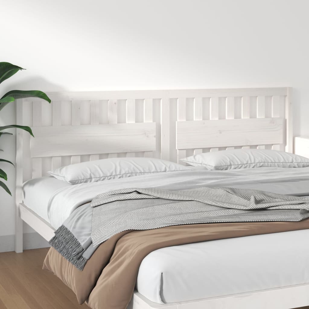 Bed Headboard White 205.5x4x100 cm Solid Wood Pine
