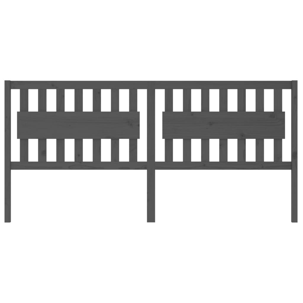 Bed Headboard Grey 205.5x4x100 cm Solid Wood Pine