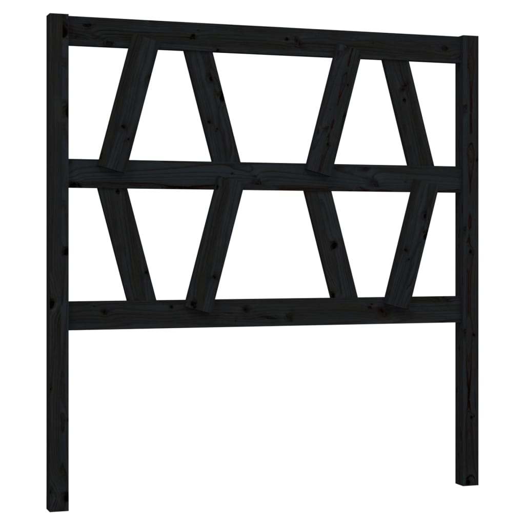 Bed Headboard Black 81x4x100 cm Solid Wood Pine