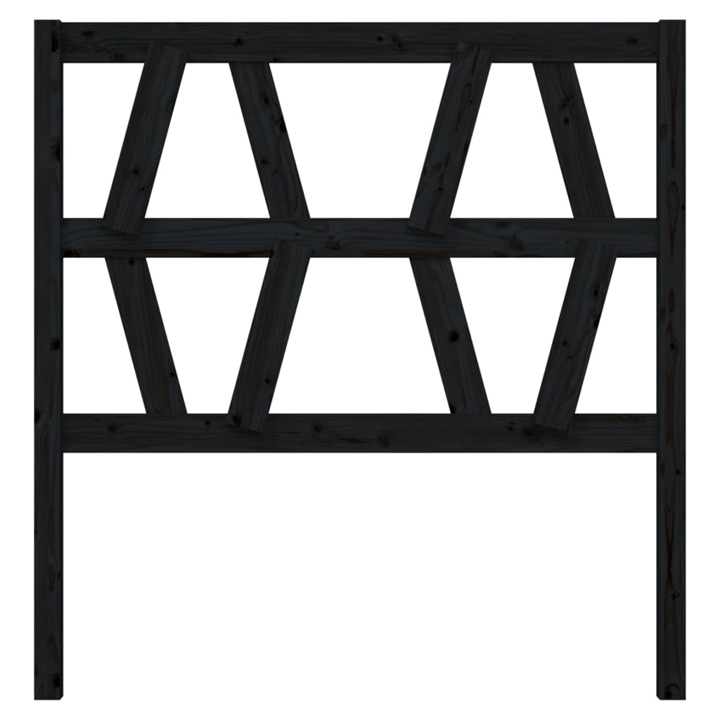 Bed Headboard Black 81x4x100 cm Solid Wood Pine