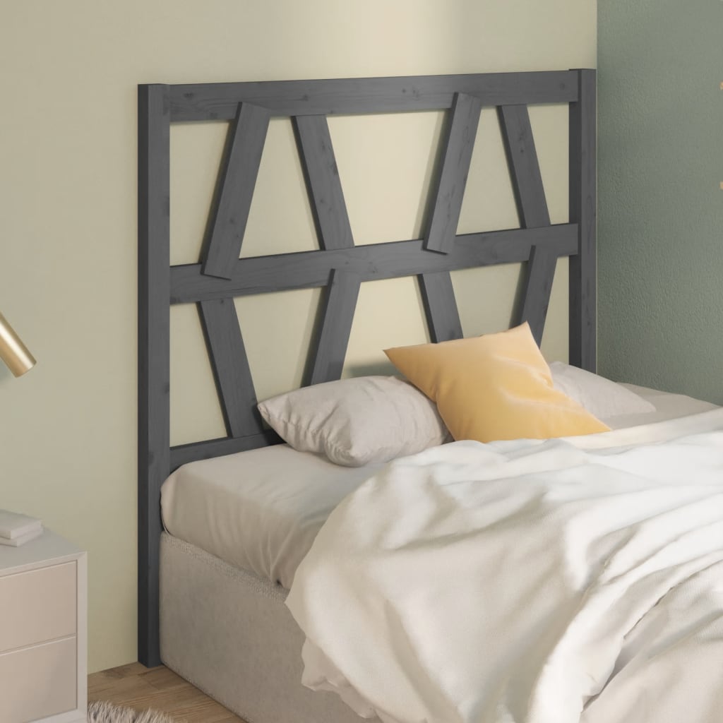 Bed Headboard Grey 96x4x100 cm Solid Wood Pine