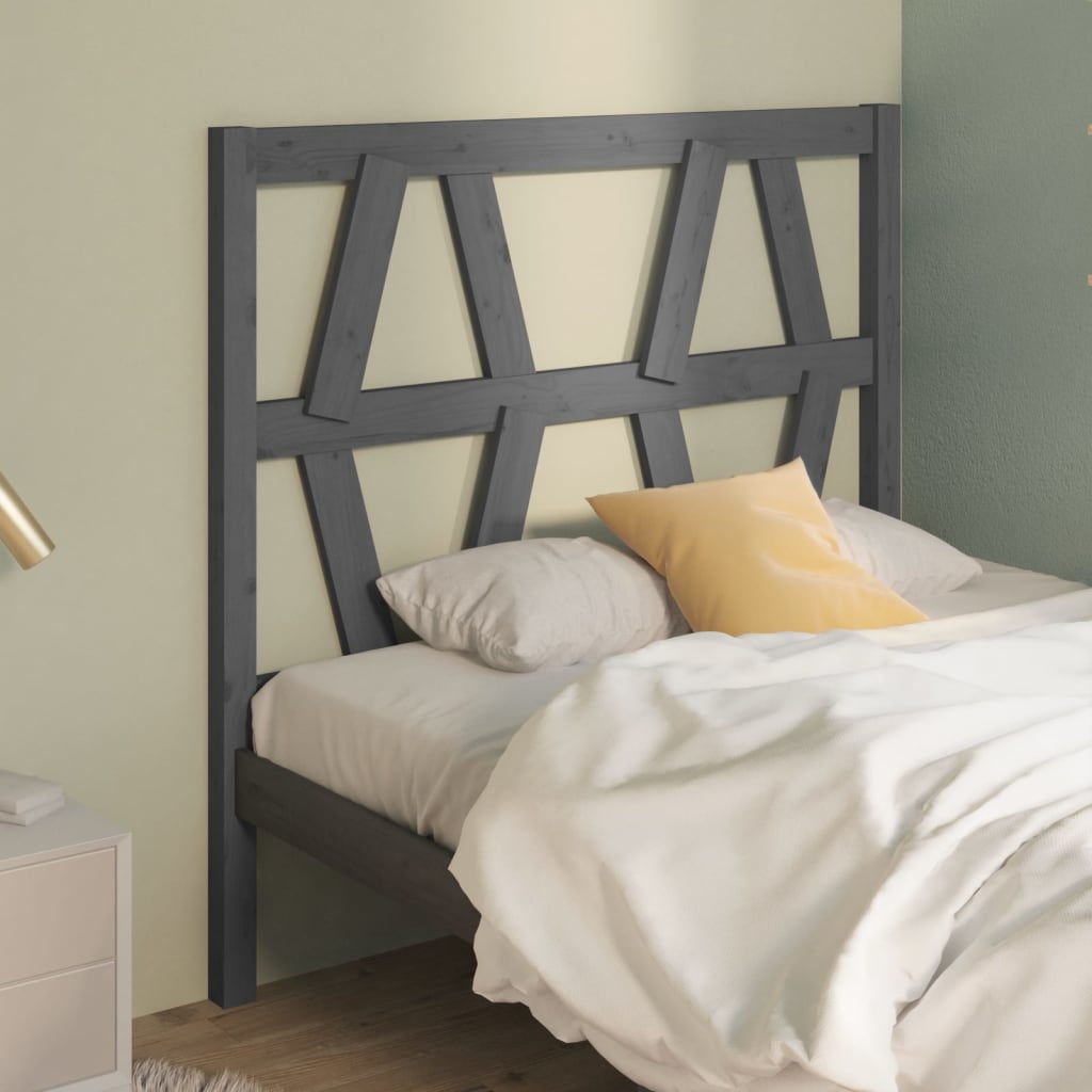 Bed Headboard Grey 96x4x100 cm Solid Wood Pine