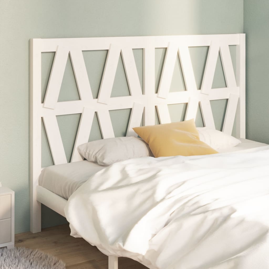Bed Headboard White 126x4x100 cm Solid Wood Pine
