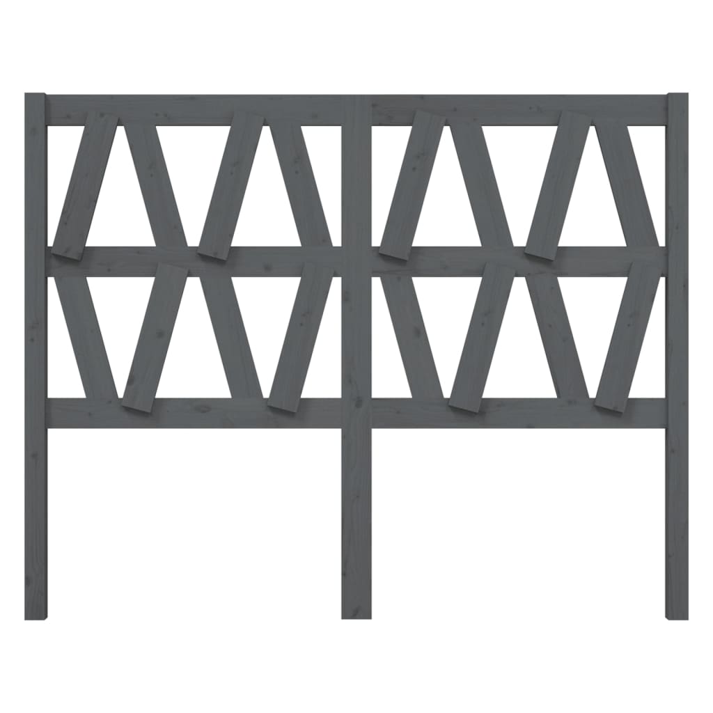 Bed Headboard Grey 126x4x100 cm Solid Wood Pine