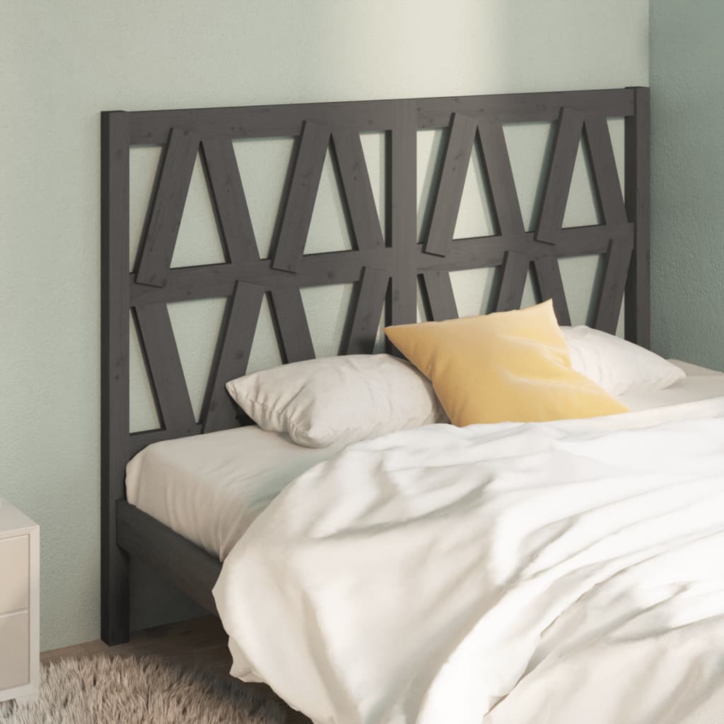 Bed Headboard Grey 126x4x100 cm Solid Wood Pine