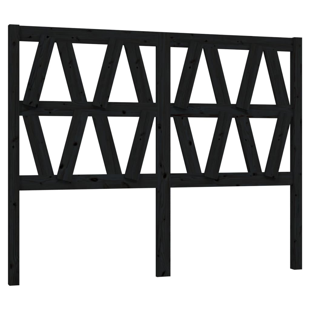 Bed Headboard Black 126x4x100 cm Solid Wood Pine