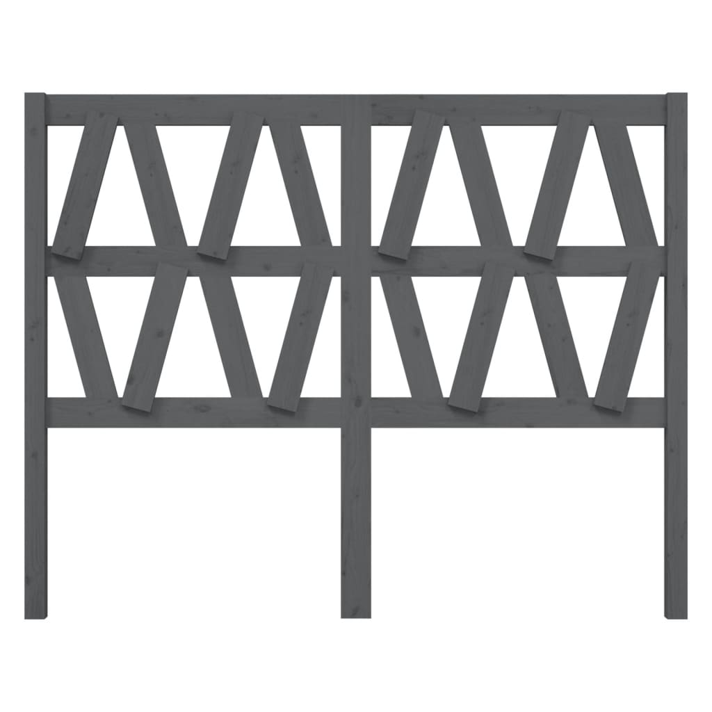 Bed Headboard Grey 146x4x100 cm Solid Wood Pine