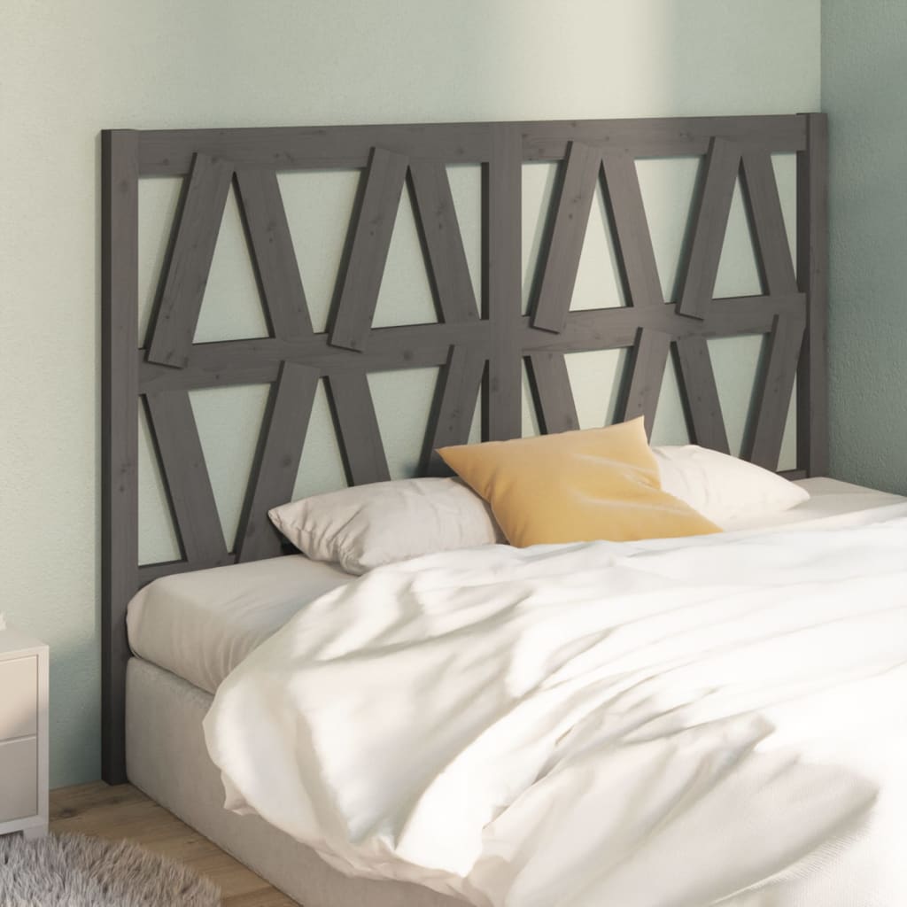 Bed Headboard Grey 146x4x100 cm Solid Wood Pine