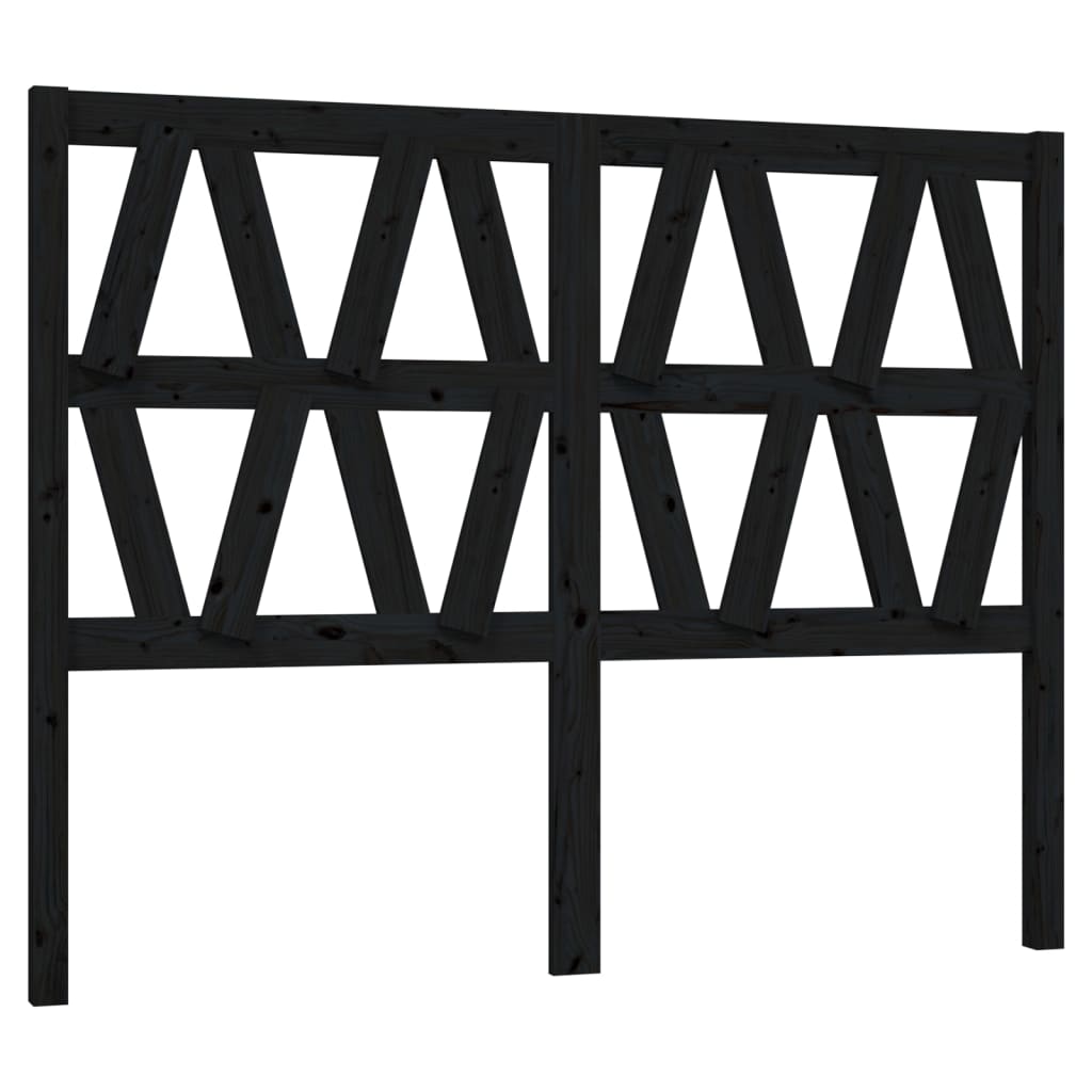 Bed Headboard Black 146x4x100 cm Solid Wood Pine
