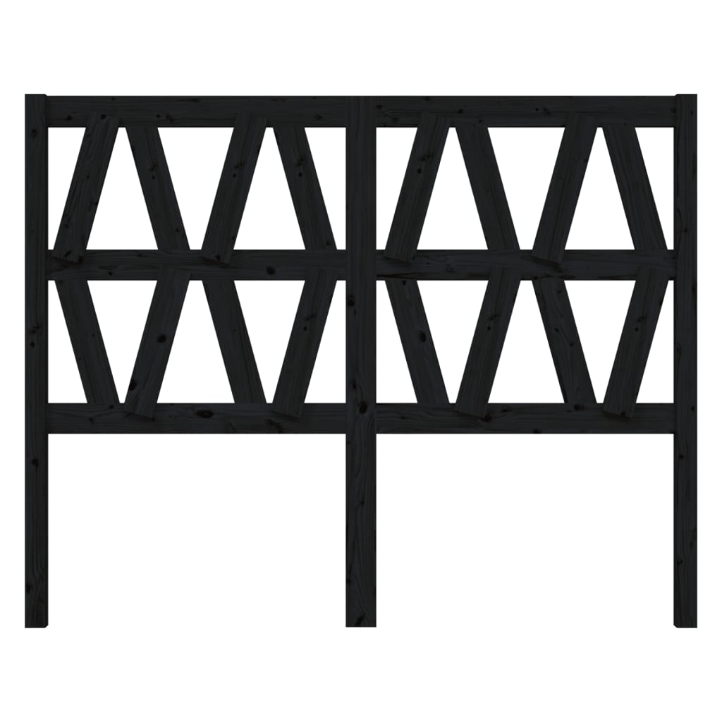 Bed Headboard Black 146x4x100 cm Solid Wood Pine