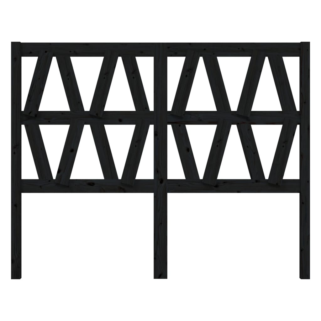 Bed Headboard Black 166x4x100 cm Solid Wood Pine