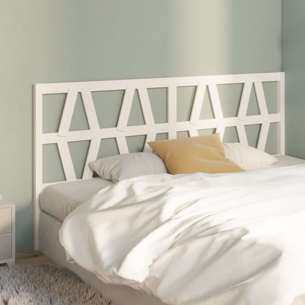 Bed Headboard White 206x4x100 cm Solid Wood Pine