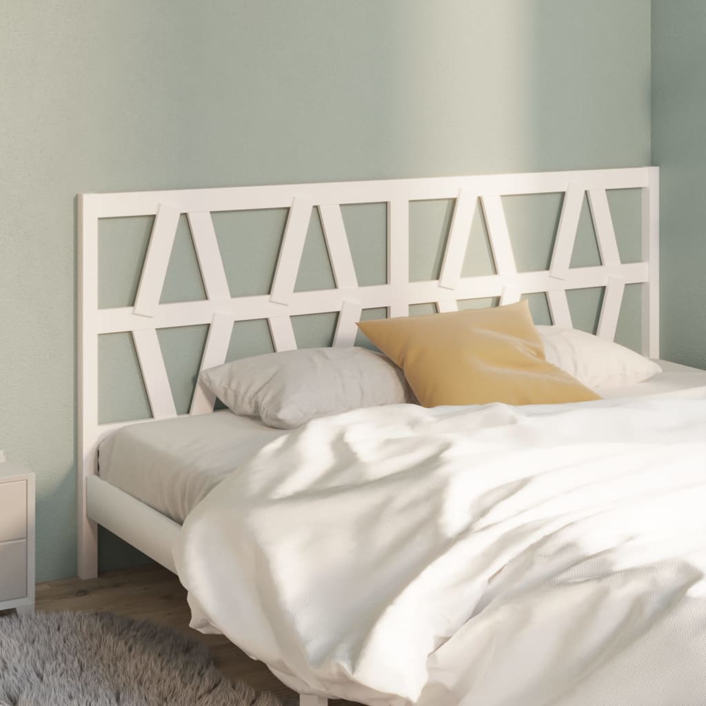Bed Headboard White 206x4x100 cm Solid Wood Pine