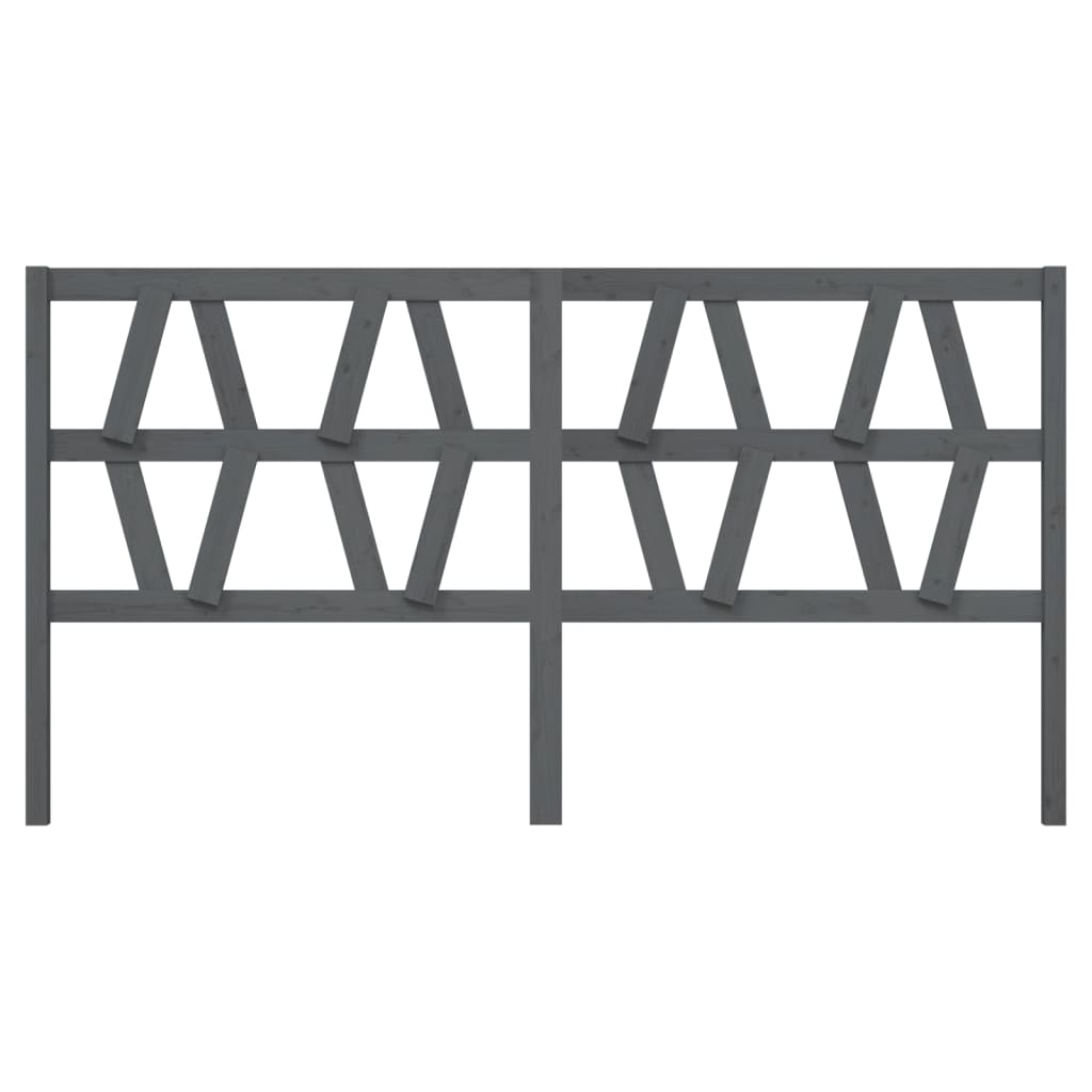 Bed Headboard Grey 206x4x100 cm Solid Wood Pine