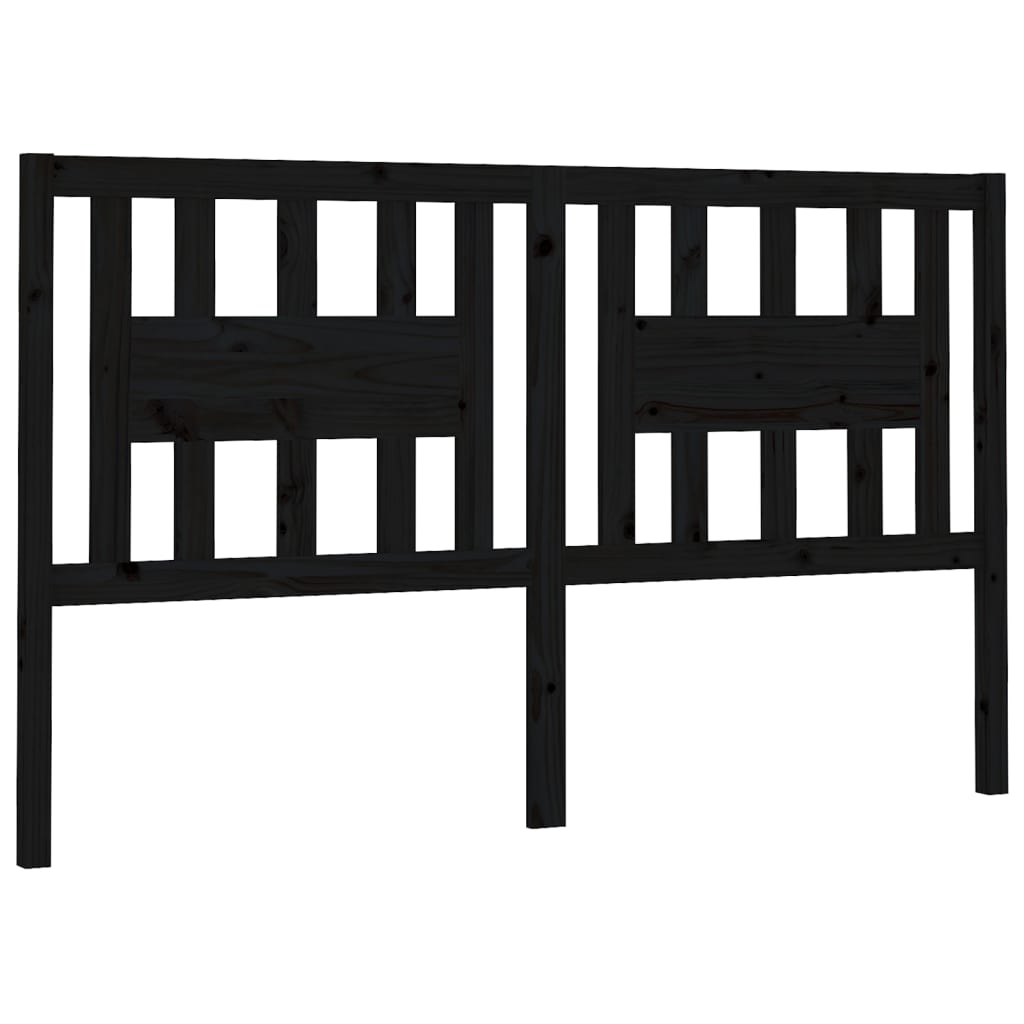 Headboard Black 126x4x100 cm Solid Wood Pine