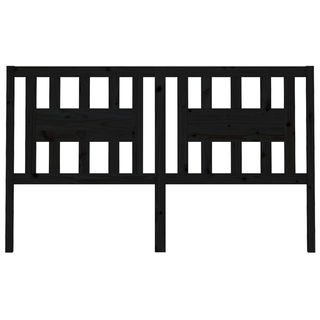 Headboard Black 206x4x100 cm Solid Wood Pine