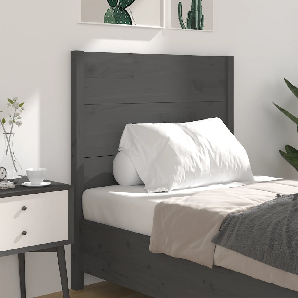 Headboard Grey 96x4x100 cm Solid Wood Pine