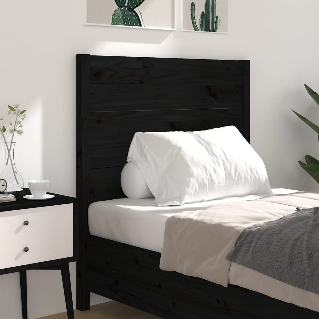 Headboard Black 96x4x100 cm Solid Wood Pine