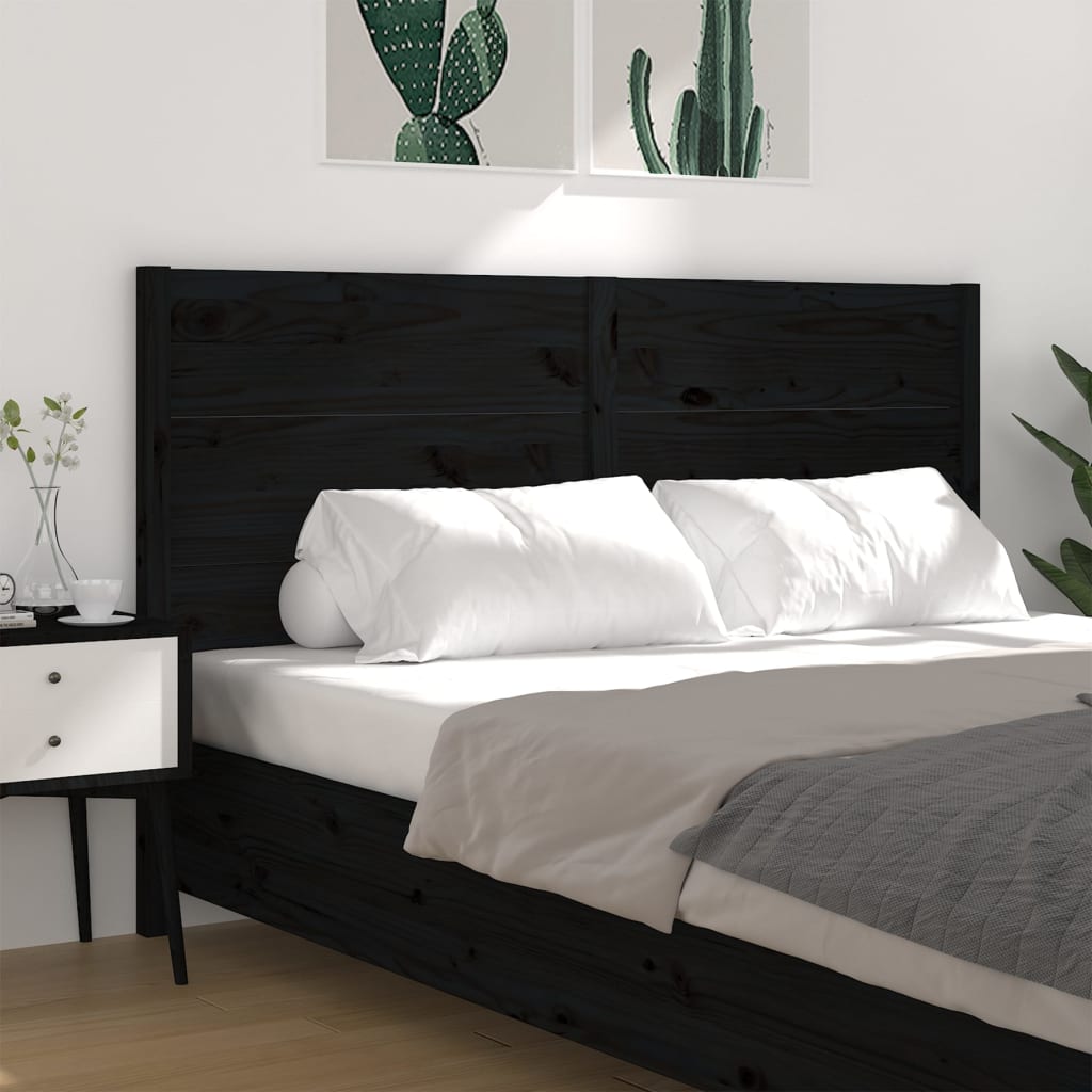 Headboard Black 126x4x100 cm Solid Wood Pine