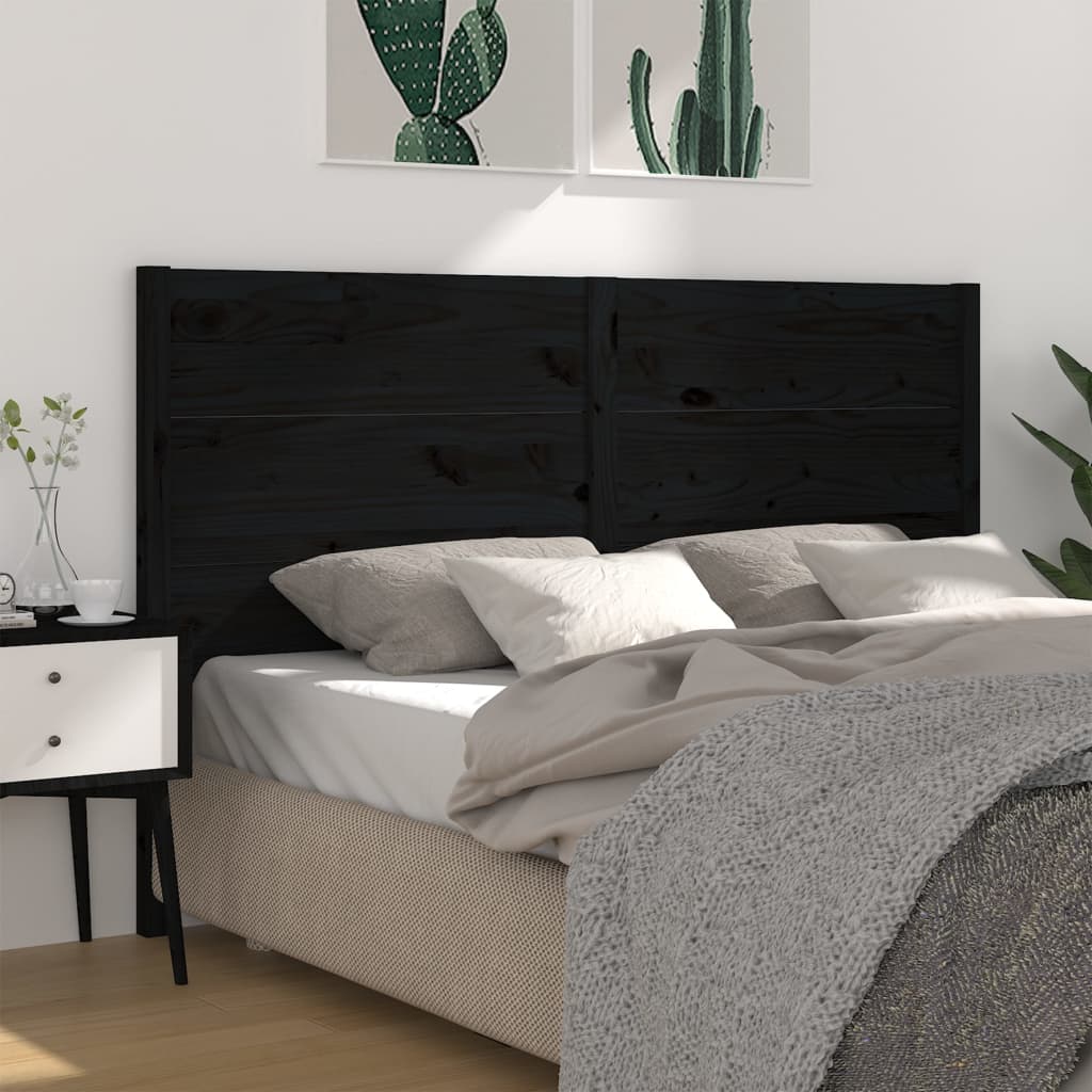 Headboard Black 126x4x100 cm Solid Wood Pine
