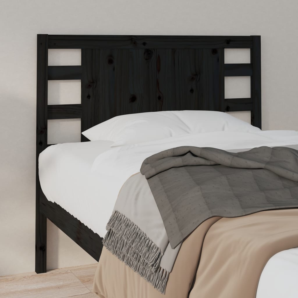 Headboard Black 106x4x100 cm Solid Wood Pine