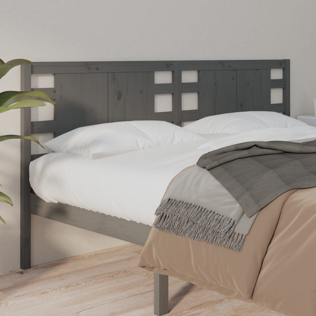 Headboard Grey 146x4x100 cm Solid Wood Pine