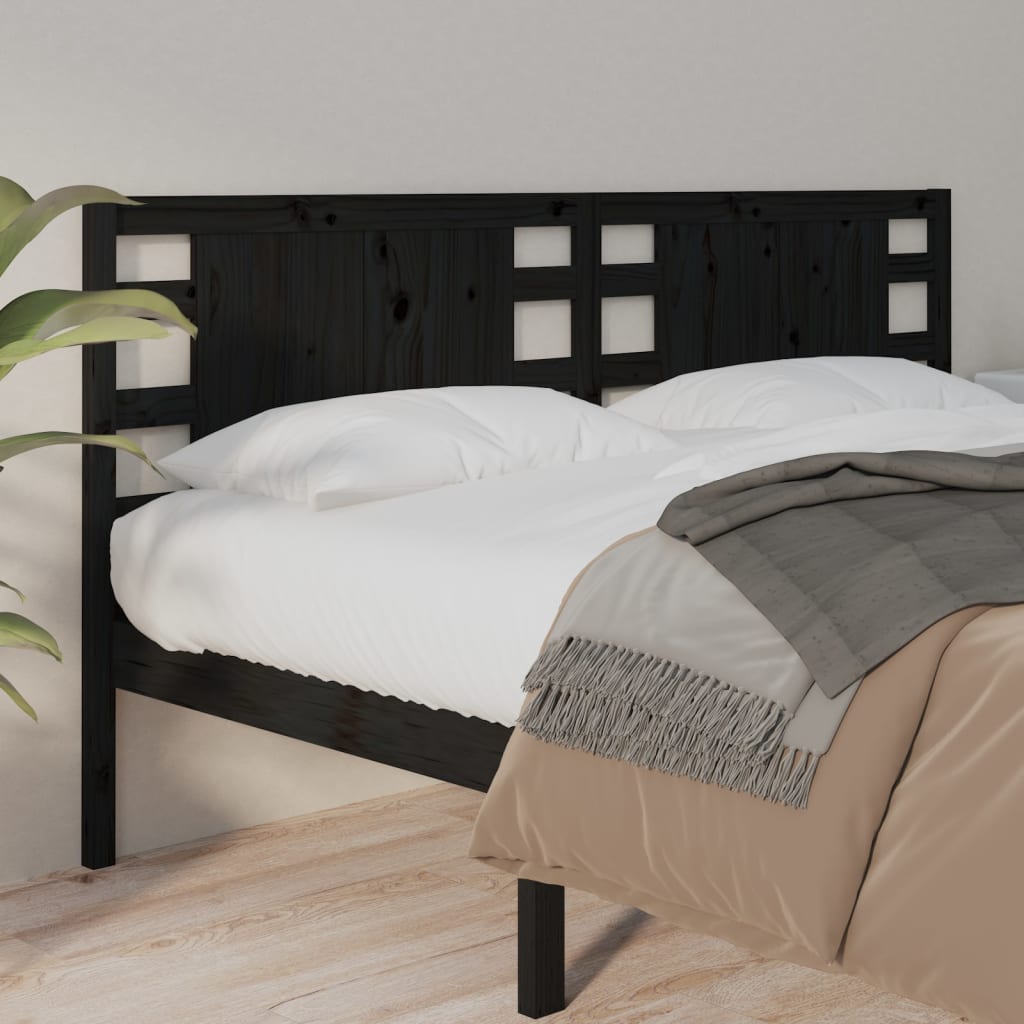 Headboard Black 166x4x100 cm Solid Wood Pine