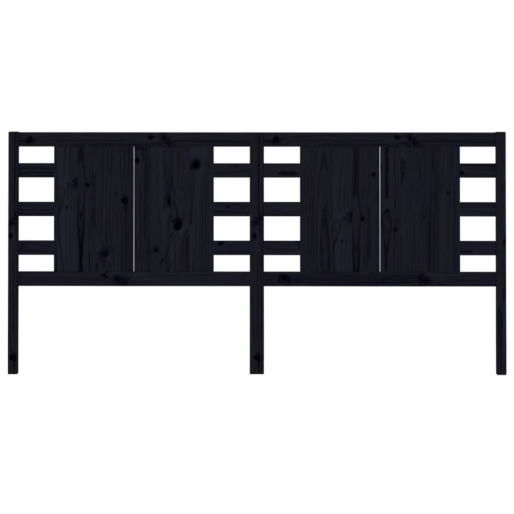 Headboard Black 206x4x100 cm Solid Wood Pine