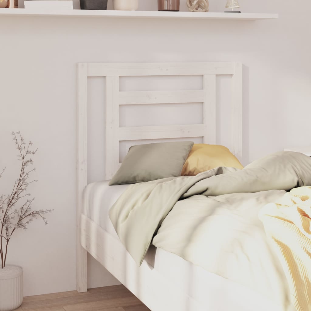 Bed Headboard White 81x4x100 cm Solid Wood Pine