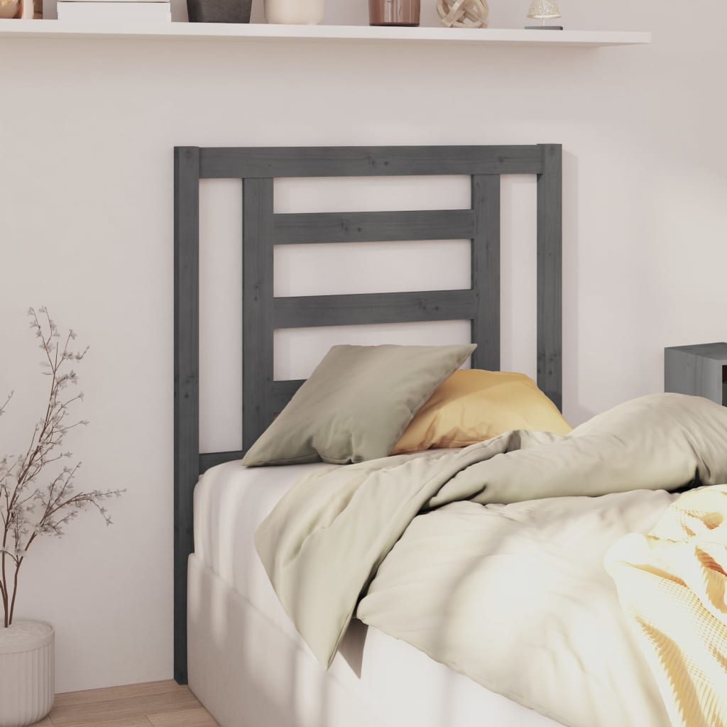 Bed Headboard Grey 81x4x100 cm Solid Wood Pine