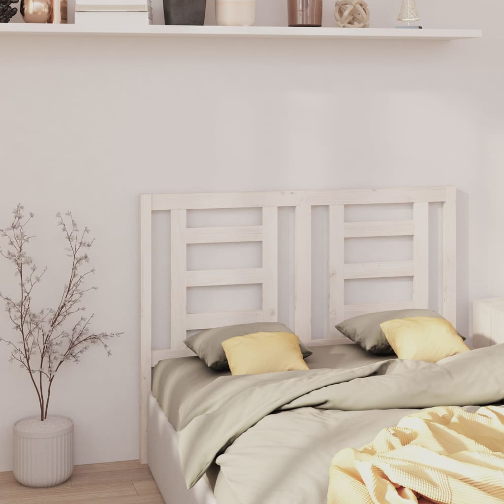 Bed Headboard White 126x4x100 cm Solid Wood Pine