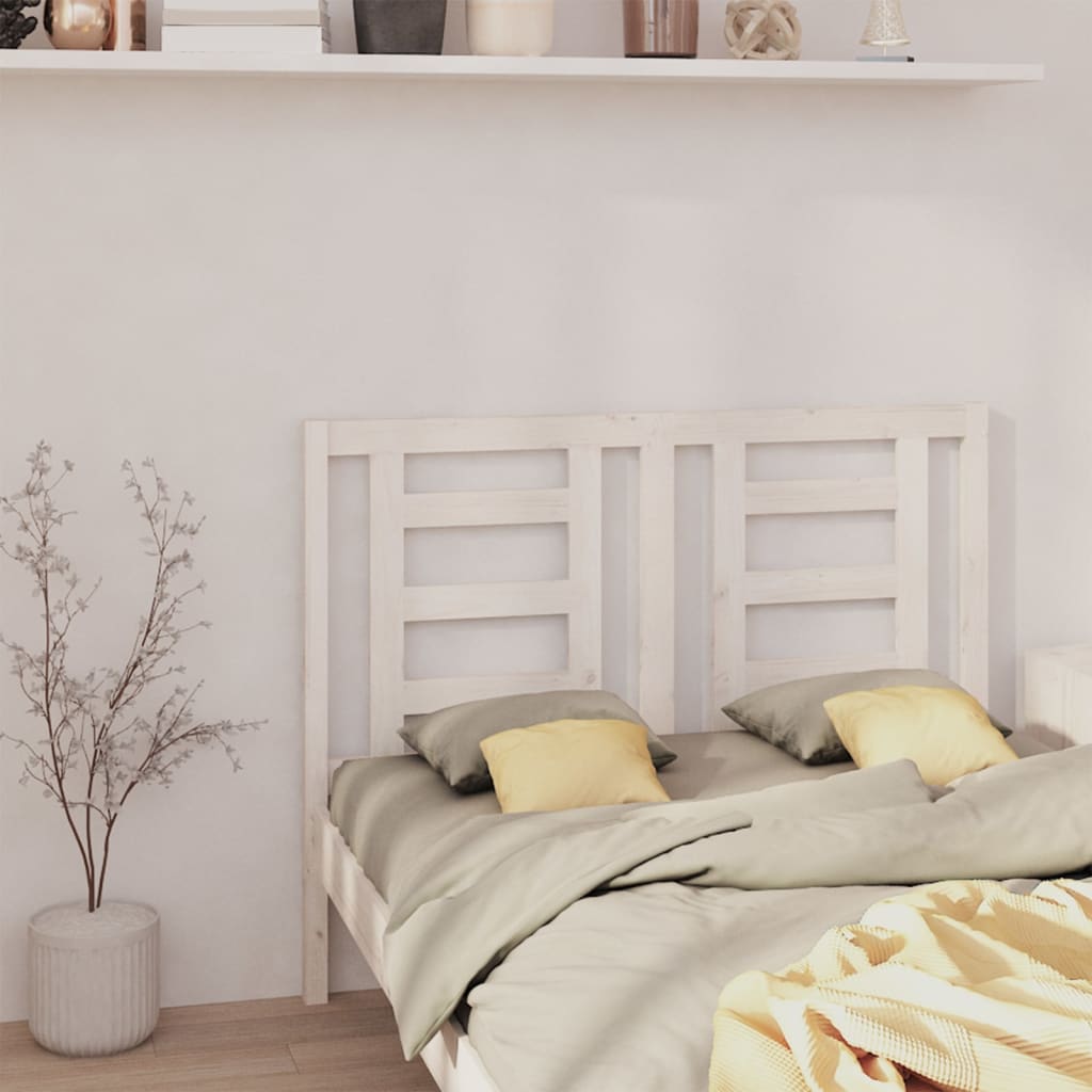 Bed Headboard White 126x4x100 cm Solid Wood Pine