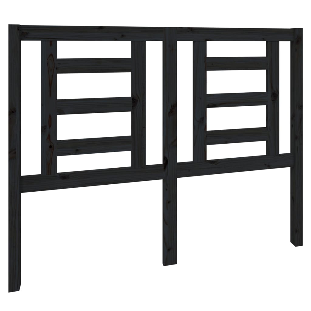 Bed Headboard Black 126x4x100 cm Solid Wood Pine