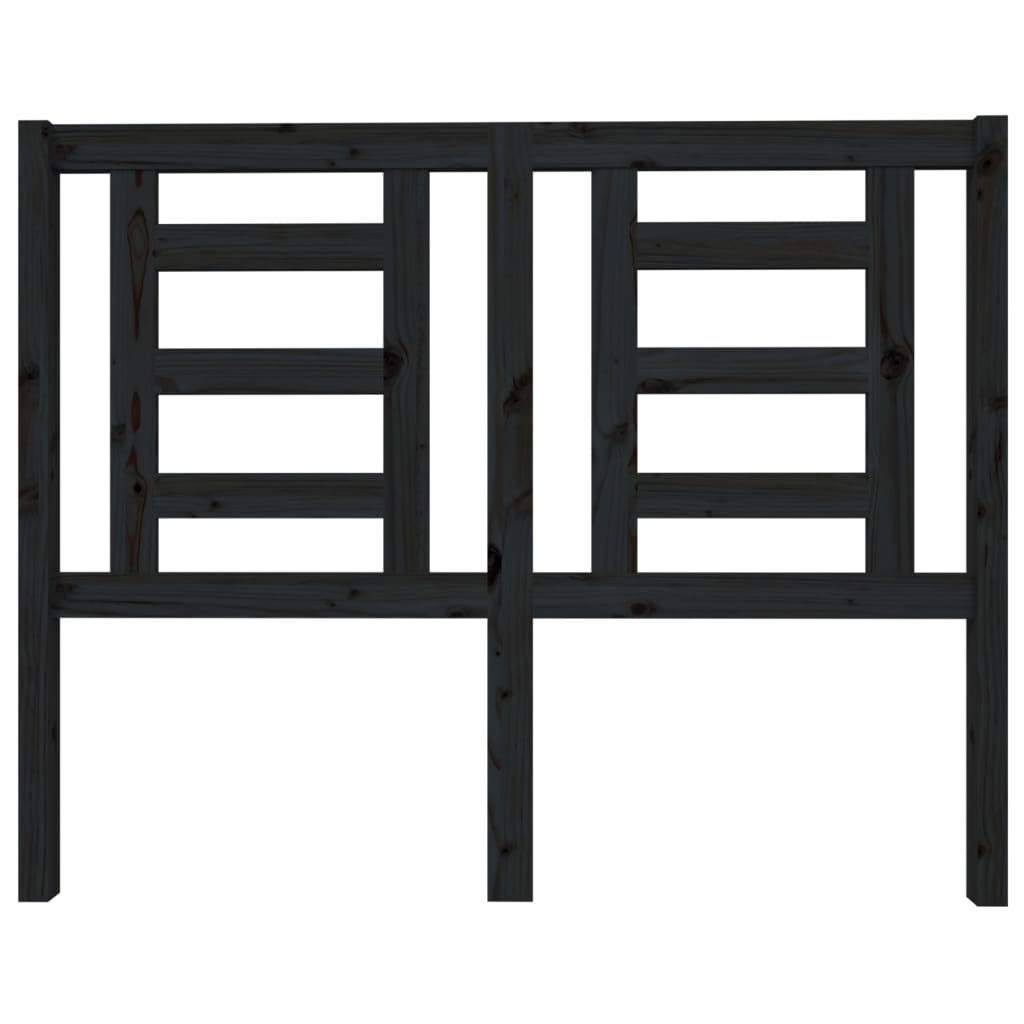 Bed Headboard Black 126x4x100 cm Solid Wood Pine