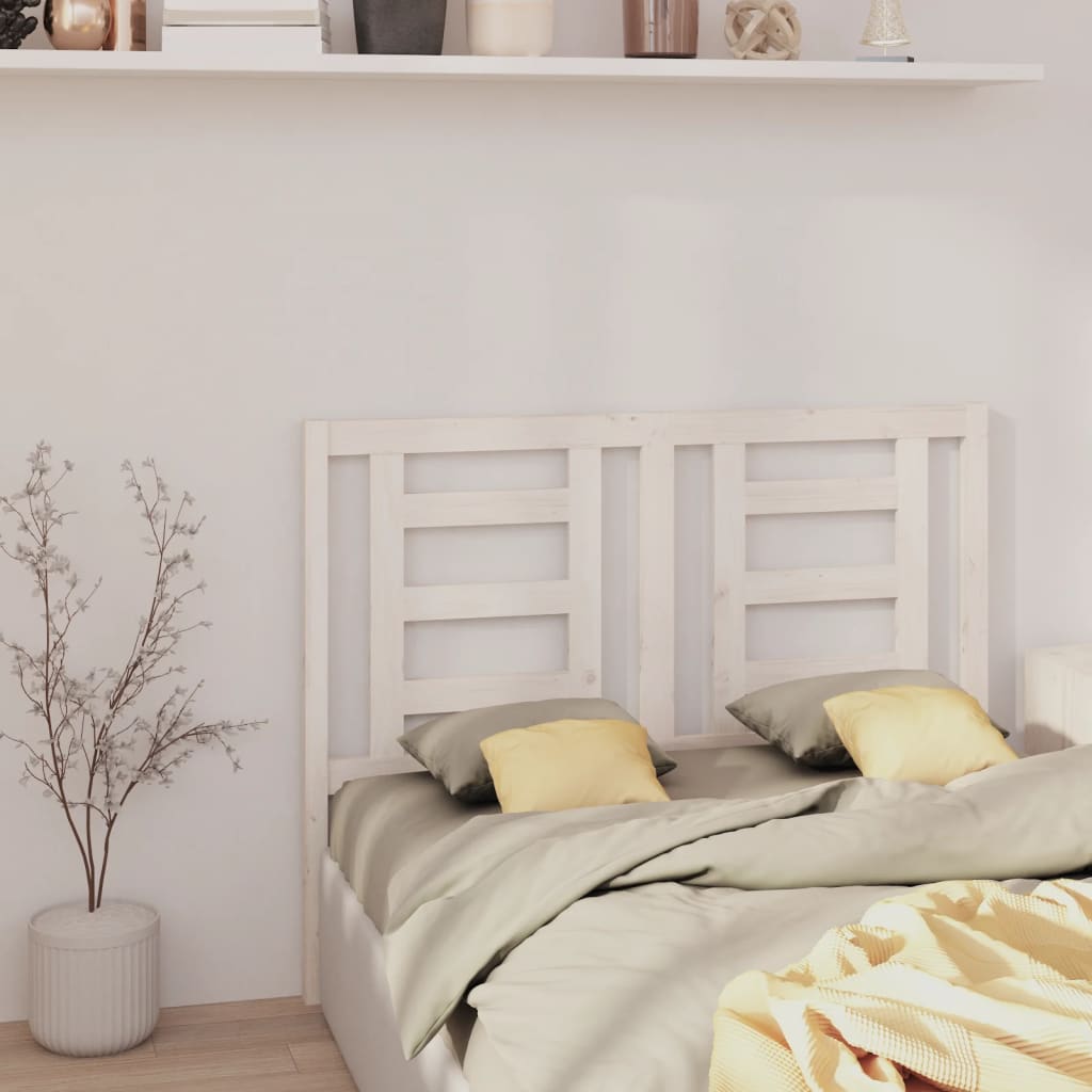 Bed Headboard White 146x4x100 cm Solid Wood Pine