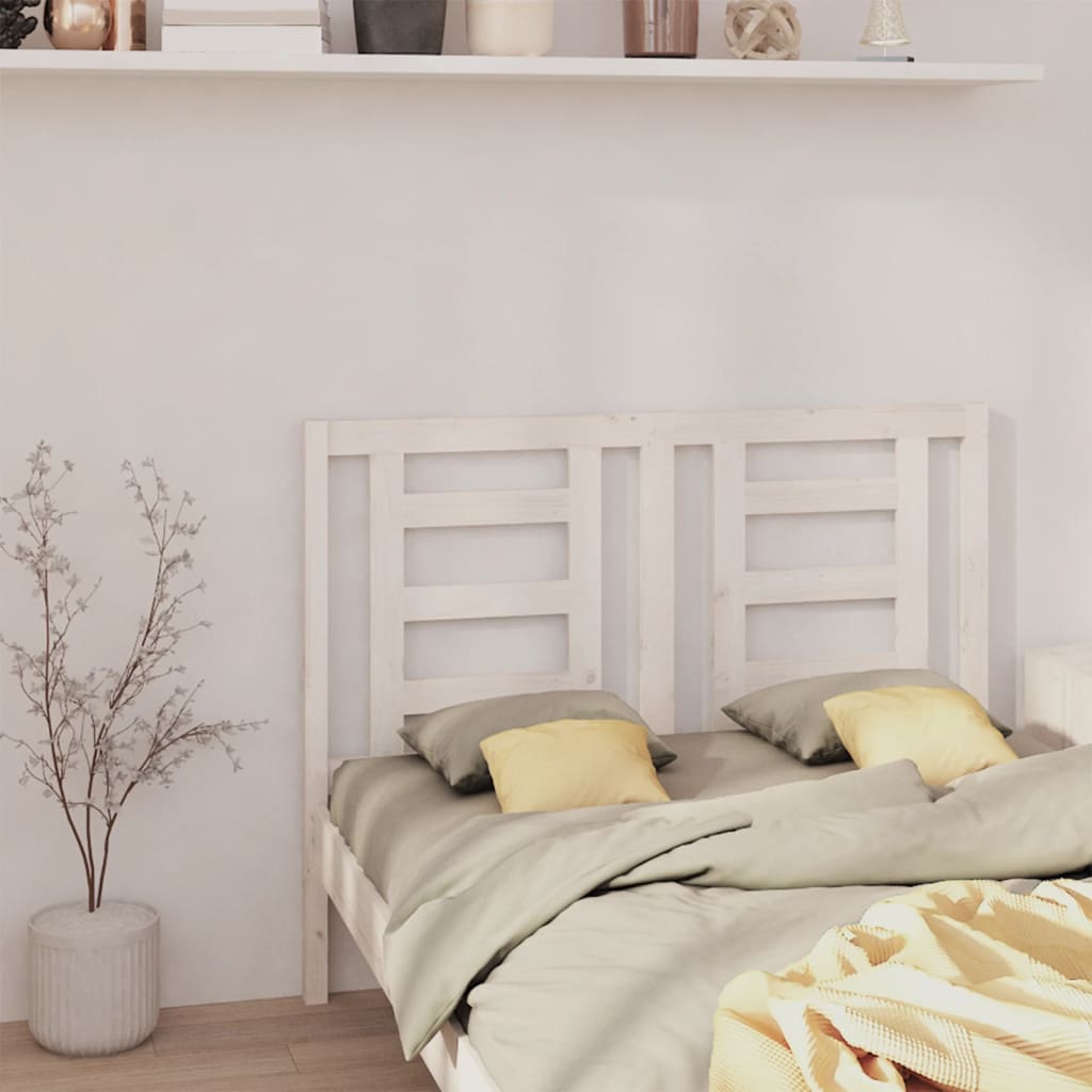 Bed Headboard White 146x4x100 cm Solid Wood Pine