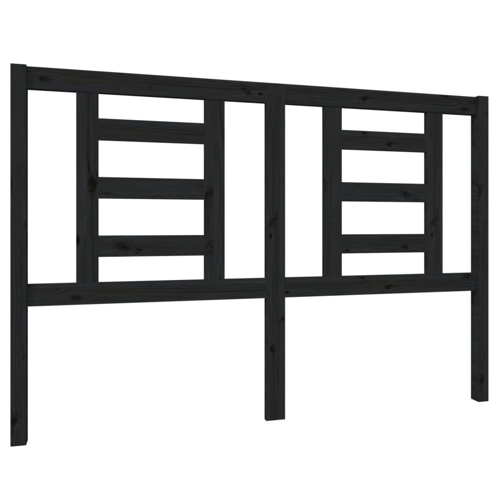 Bed Headboard Black 146x4x100 cm Solid Wood Pine
