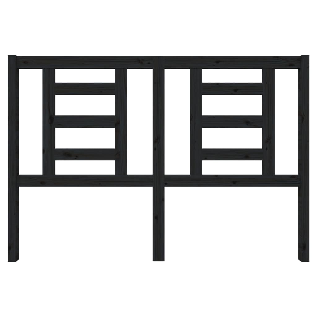 Bed Headboard Black 146x4x100 cm Solid Wood Pine