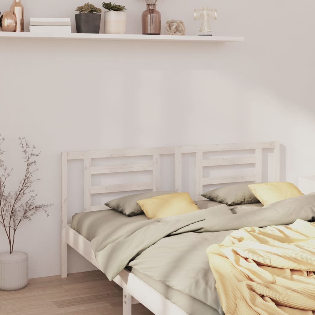 Bed Headboard White 186x4x100 cm Solid Pine Wood
