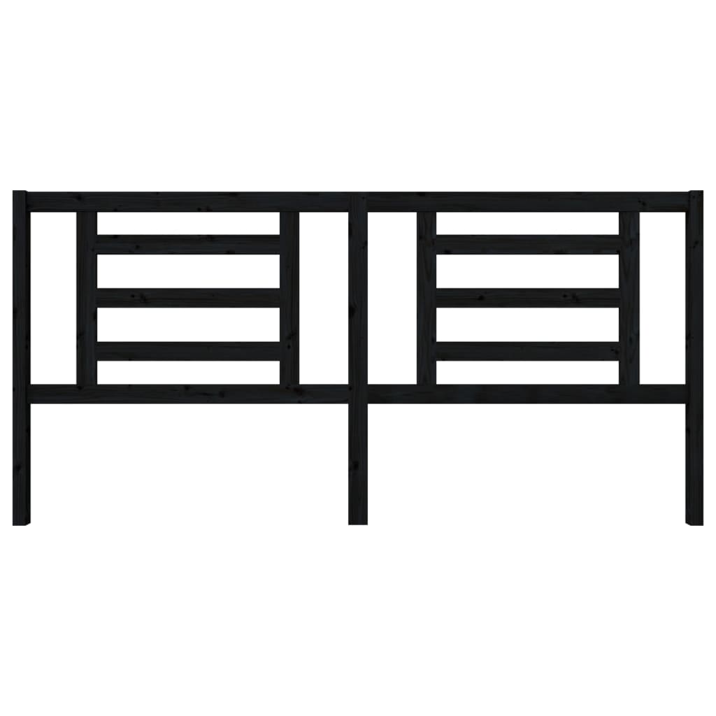 Bed Headboard Black 206x4x100 cm Solid Pine Wood
