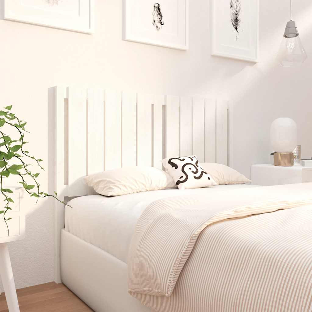 Bed Headboard White 125.5x4x100 cm Solid Wood Pine