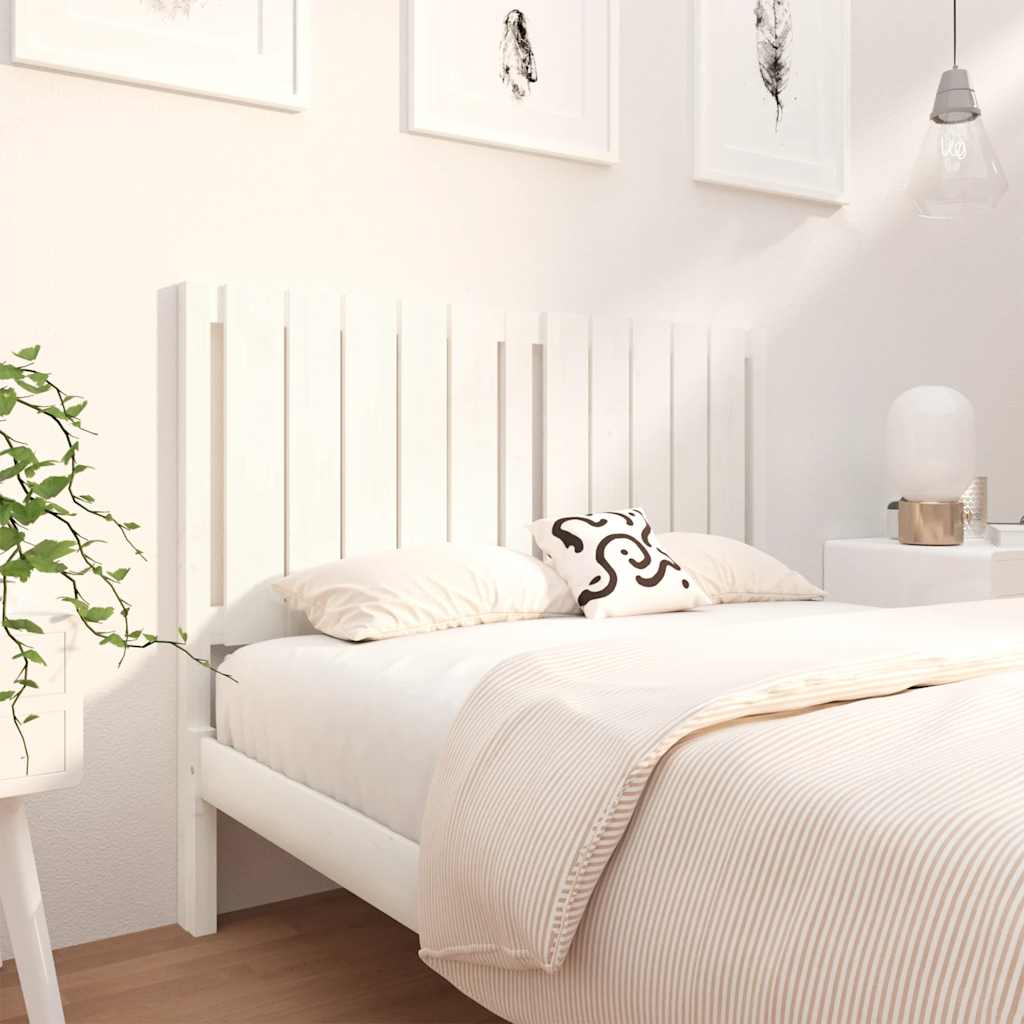 Bed Headboard White 125.5x4x100 cm Solid Wood Pine