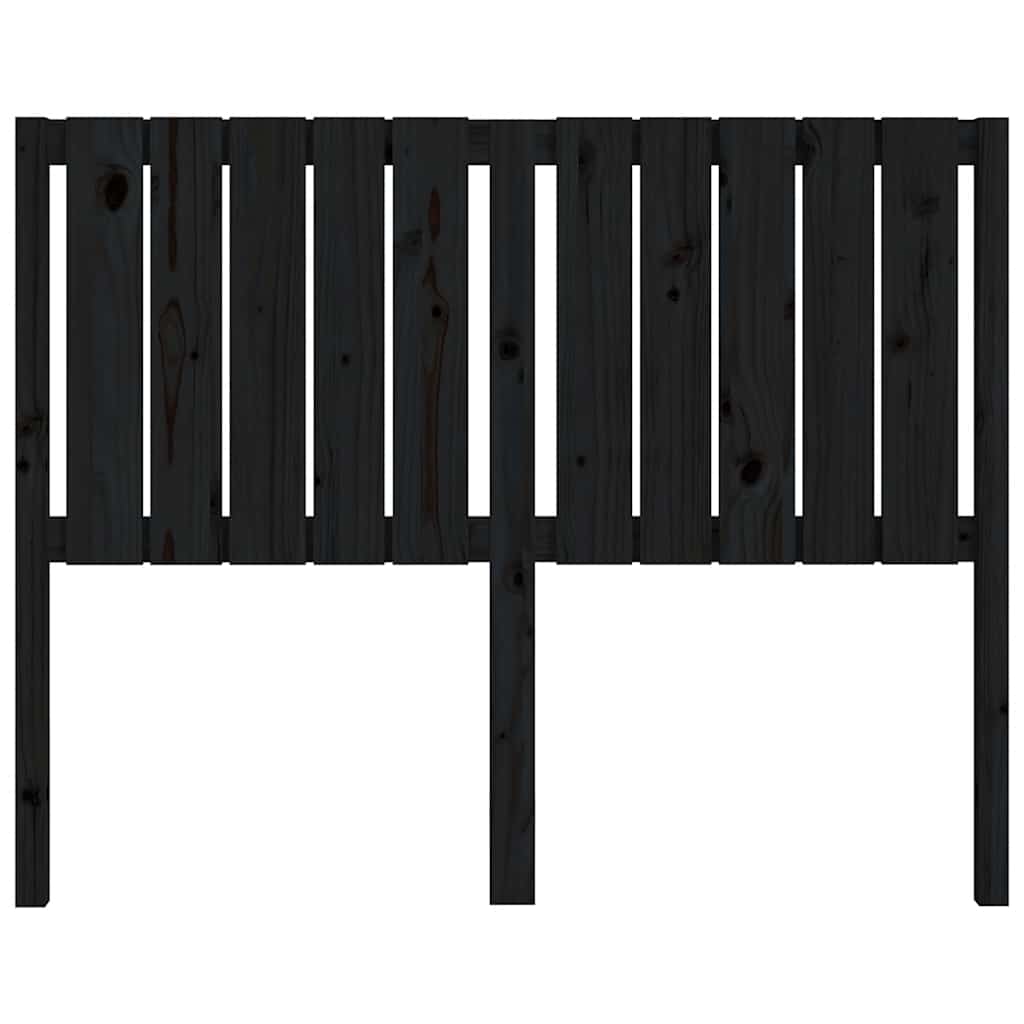 Bed Headboard Black 125.5x4x100 cm Solid Wood Pine