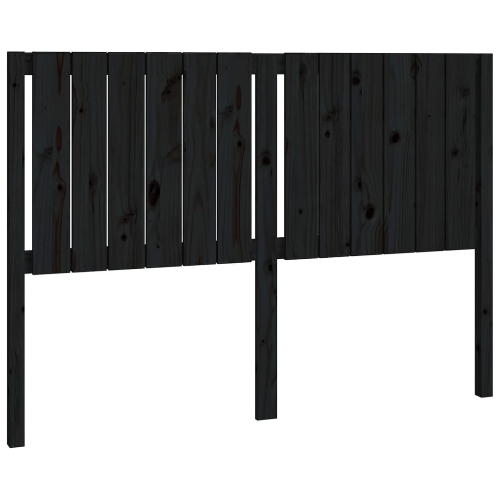 Bed Headboard Black 145.5x4x100 cm Solid Wood Pine