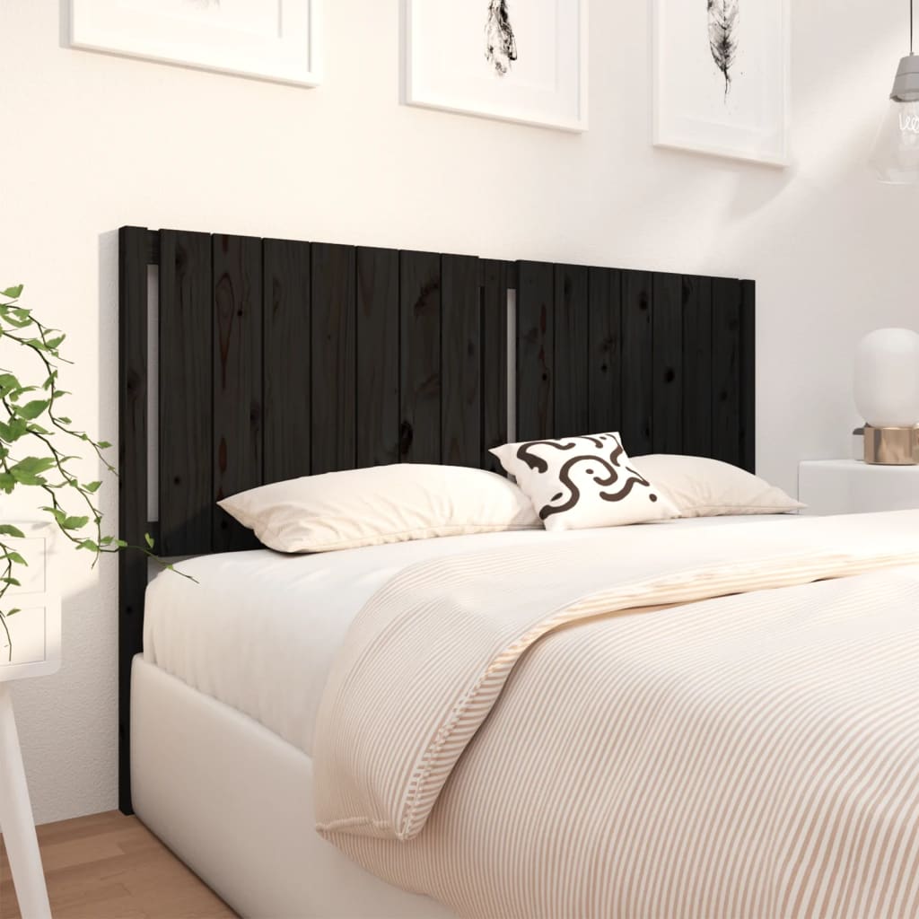 Bed Headboard Black 165.5x4x100 cm Solid Wood Pine
