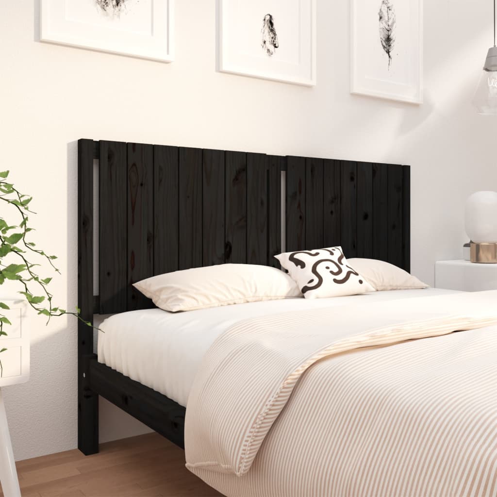 Bed Headboard Black 165.5x4x100 cm Solid Wood Pine