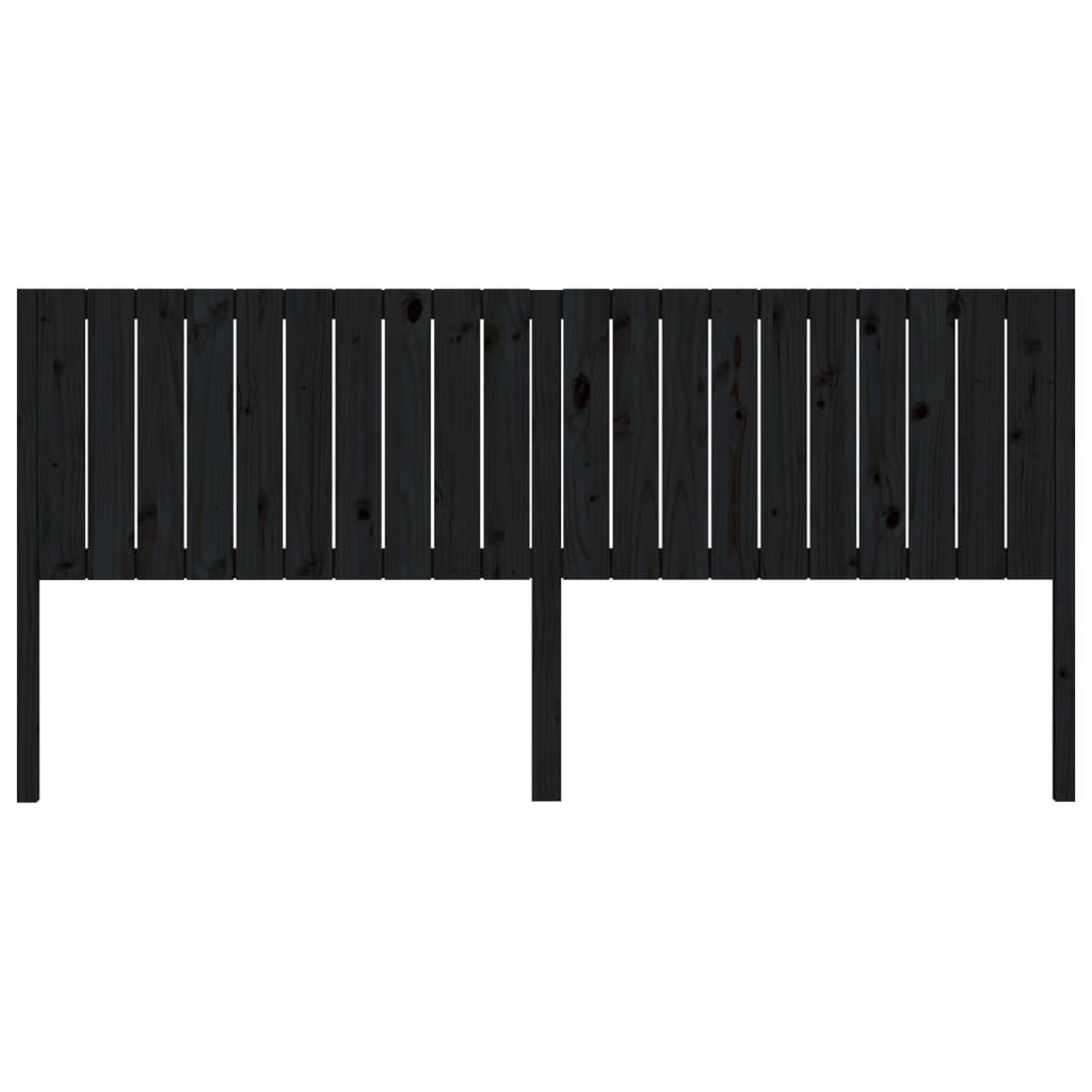 Bed Headboard Black 205.5x4x100 cm Solid Wood Pine