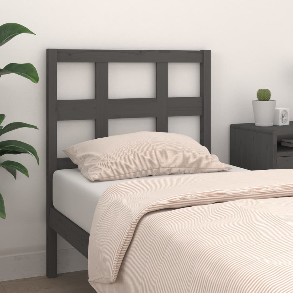 Bed Headboard Grey 95.5x4x100 cm Solid Wood Pine