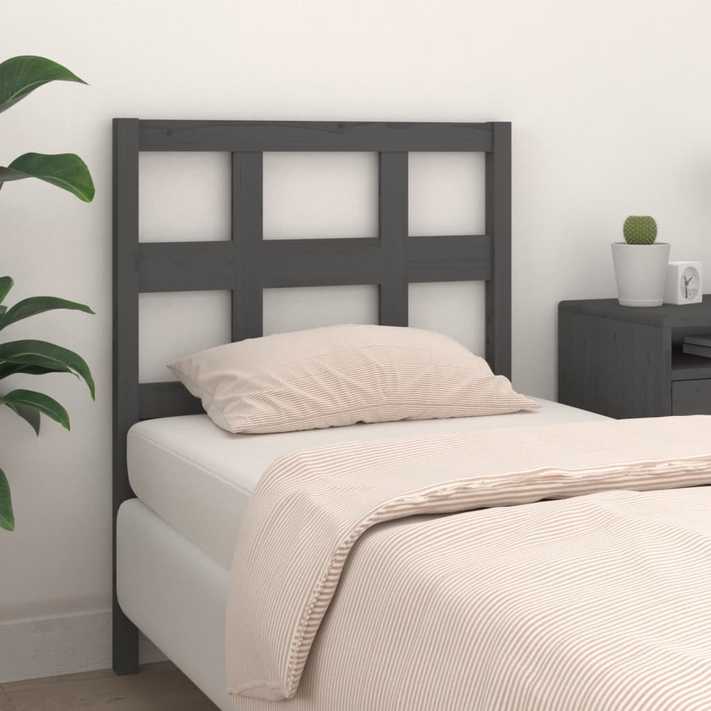 Bed Headboard Grey 95.5x4x100 cm Solid Wood Pine